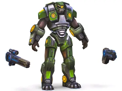 Sci-Fi Male Cyborg - Man Drone Heavy Sniper Soldier Bandit Low-poly 3D model