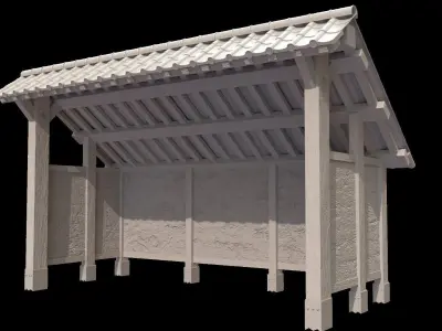 open shed with plaster wall Low-poly 3D model