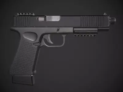 Glock 21 with Extended Barrel Low-poly 3D model