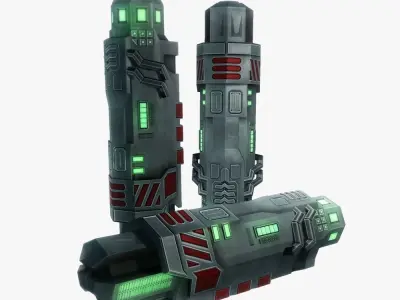 Munitions for a Sci-fi weapon Low-poly 3D model