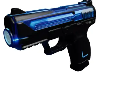 Tactical SciFi Pistol with Flashlight 3D model