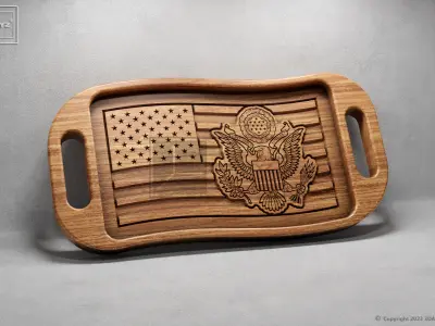 US Flag Army Seal Trays Pack - CNC Files for Wood 3D model