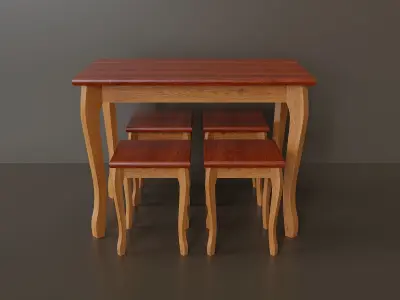 Simple set of kitchen furniture Low-poly 3D model