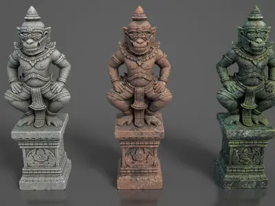 Ancient Khmer Statue17-250523 Low-poly 3D model