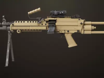 Machine Gun Black and Sandal Magazine All PBR Unity UE Low-poly 3D model