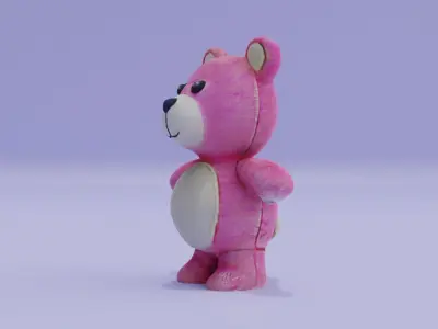 Teddy Bear Toy Plush Pink Free low-poly 3D model