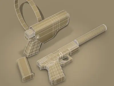 9mm handgun 3D model