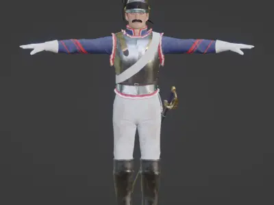 Napoleonic Cuirassier T-Pose 3D model