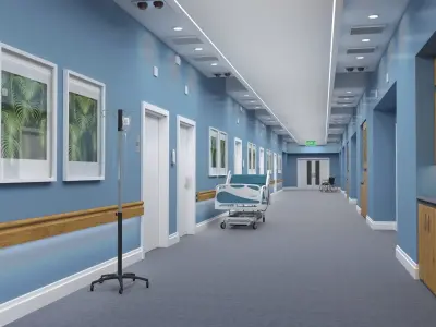 Hospital Hallway and Ward Interiors 3D model