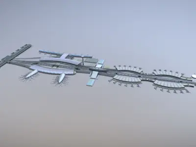 Airport Terminal LFPG Terminal2 Charles de Gaulle Airport Low-poly 3D model