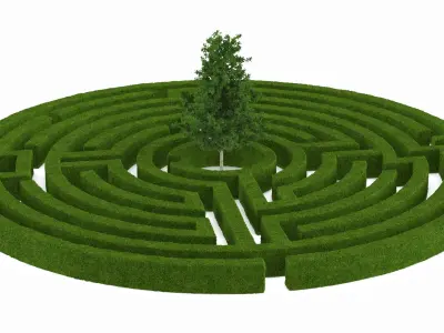 Labyrinth Garden with Tree 3D model