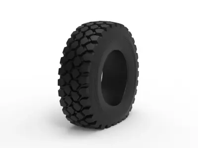 Offroad tire 75 deflated Scale 1 to 25 3D print model