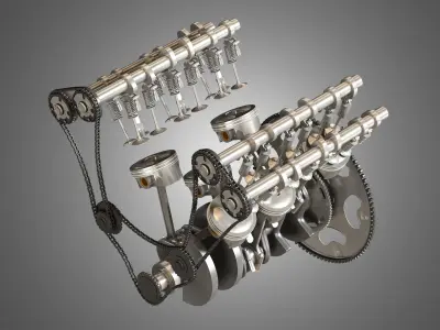 V6 Engine - 3d interior parts 3D model