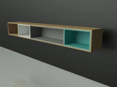 Shelf Bookcase shelving wood colorful furniture set Artrzcinski Low-poly 3D model