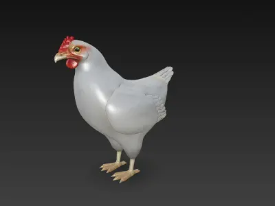 Chicken 3D Model Basic - Low Poly Simple Low-poly 3D model