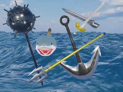 Nautical Weapon Pack Free low-poly 3D model