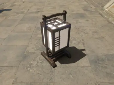 Japanese Wood Lamp Low-poly 3D model