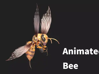 animated bee Low-poly 3D model