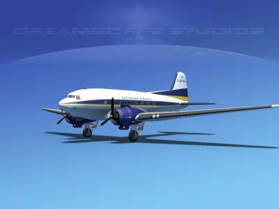 Douglas DC-3 Southern Airlines 3D model