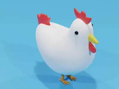 Cartoon Lovely Chicken Low-poly 3D model