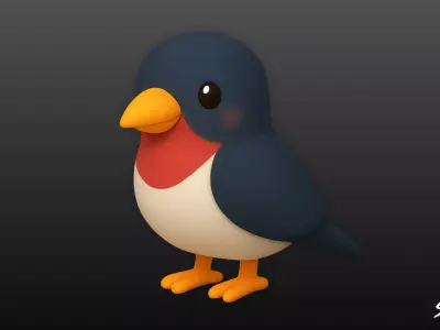Cartoon Plush Swallow Low-poly 3D model