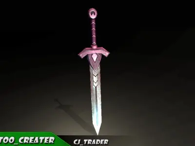 Fantasy Sword Low-Poly 3D Model Low-poly 3D model