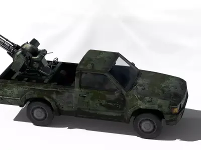pick up gun truck Low-poly 3D model