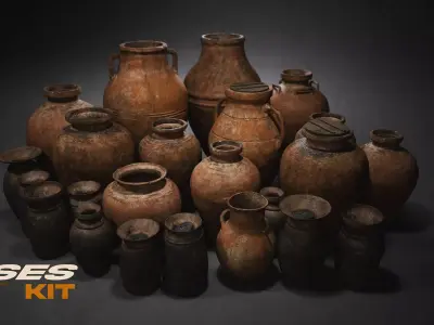 Vases Kit Low-poly 3D model