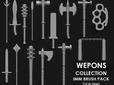 Weapons Collection IMM Brush Pack in One 15 3D model