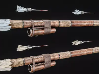 Darts Blow Gun  Low-poly 3D model