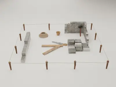 Building Foundation 3  Low-poly 3D model