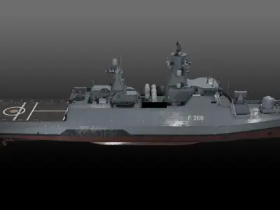 German Braunschweig class corvette game-ready Low-poly 3D model