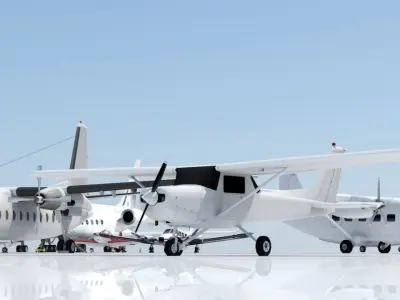 Cessna 152 Static Low Poly Blank GA Low-poly 3D model