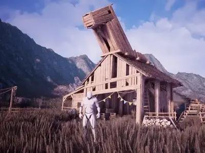 Modular Stables Environment 100 Assets Low-poly 3D model