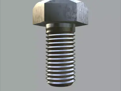 Steel Stained Hex M8 High Precision Bolt with 4K PBR Textures 3D model