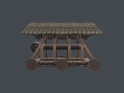 3D Medieval battering ram low poly model Low-poly 3D model