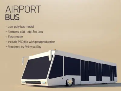 Cartoon Low Poly Airport Bus Low-poly 3D model