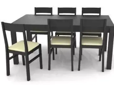 Dark Colored Table and Chairs Free 3D model