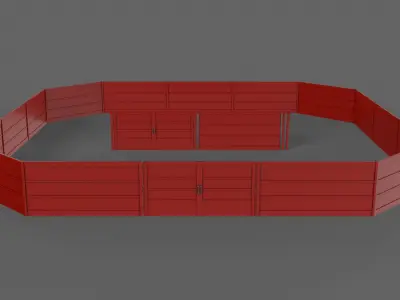 PBR Gate and Fence 2 Low-poly 3D model