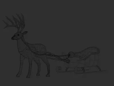 Merry christmas and happ new year reindeer with sleigh 3D model