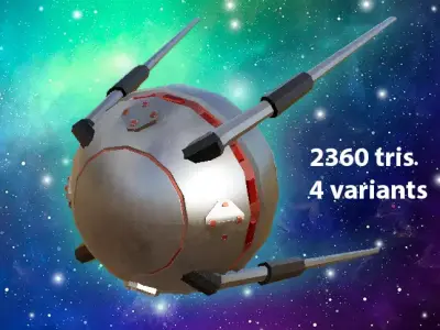 Satellite Sphere LOW POLY 2360 tris Low-poly 3D model