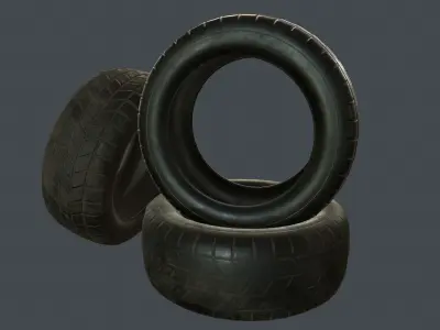 Rubber Tire PBR Game Ready Low-poly 3D model