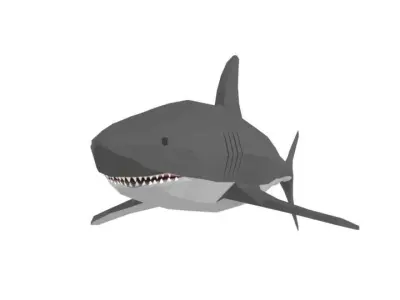 Low Poly Cartoon Shark Low-poly 3D model