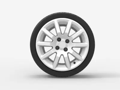 Wheel 4x100 R16 Opel Rim with Kormoran UHP Tire 3D model