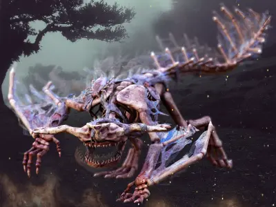 Zombie Bone Beast Low-poly 3D model