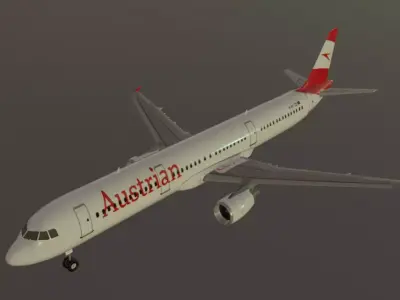 Austrian Airlines airbus a321-211 low poly 3D model Low-poly 3D model
