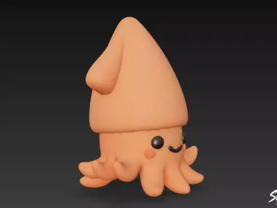 Cartoon Plush Squid Low-poly 3D model
