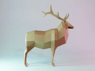 Deer low-poly game-ready polygonal Low-poly 3D model