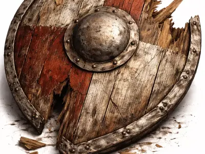 Broken Viking Shield - PBR Low Poly Game Ready Low-poly 3D model