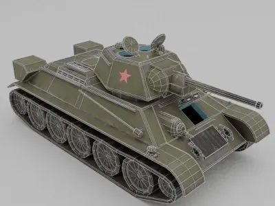 T34-76 1942 Medium Tank Low-poly 3D model
